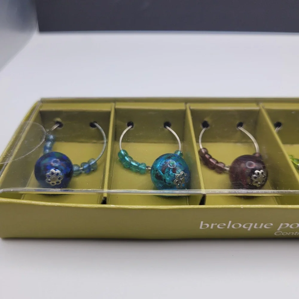 Pier 1 Imports Beaded Wine Glass Charms Set of 6 Multicolor 2519295